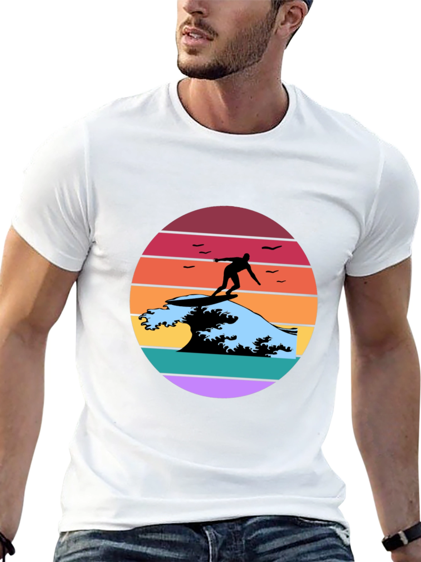 Retro Surfer Wave Graphic Tee