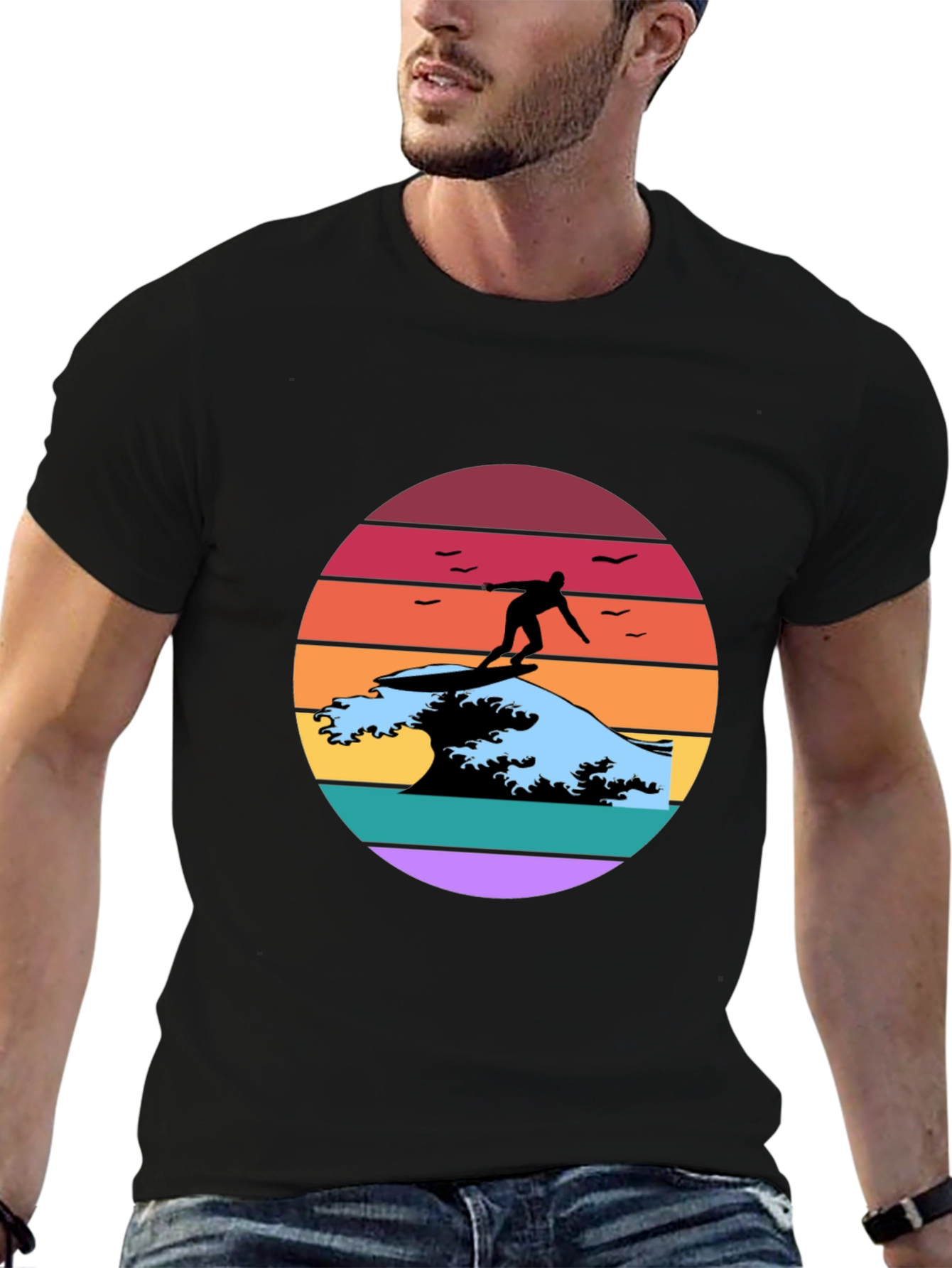 Retro Surfer Wave Graphic Tee