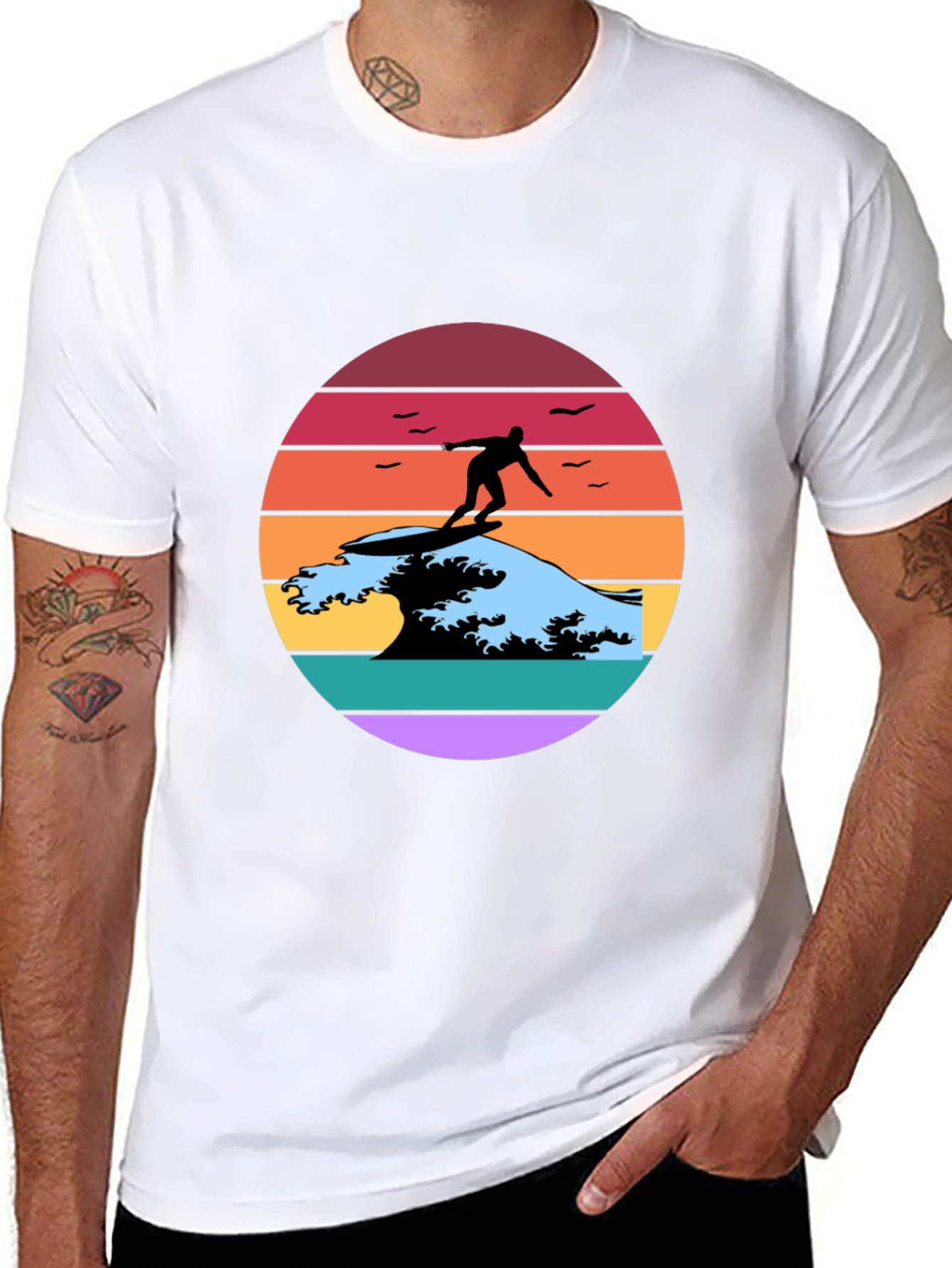 Retro Surfer Wave Graphic Tee