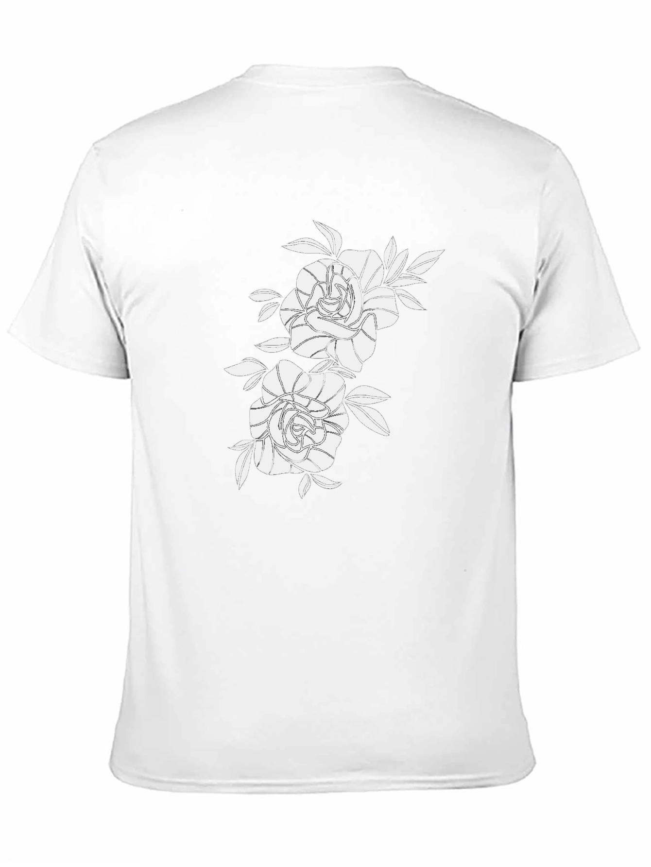 Black Graphic Tee with Floral Rose Design