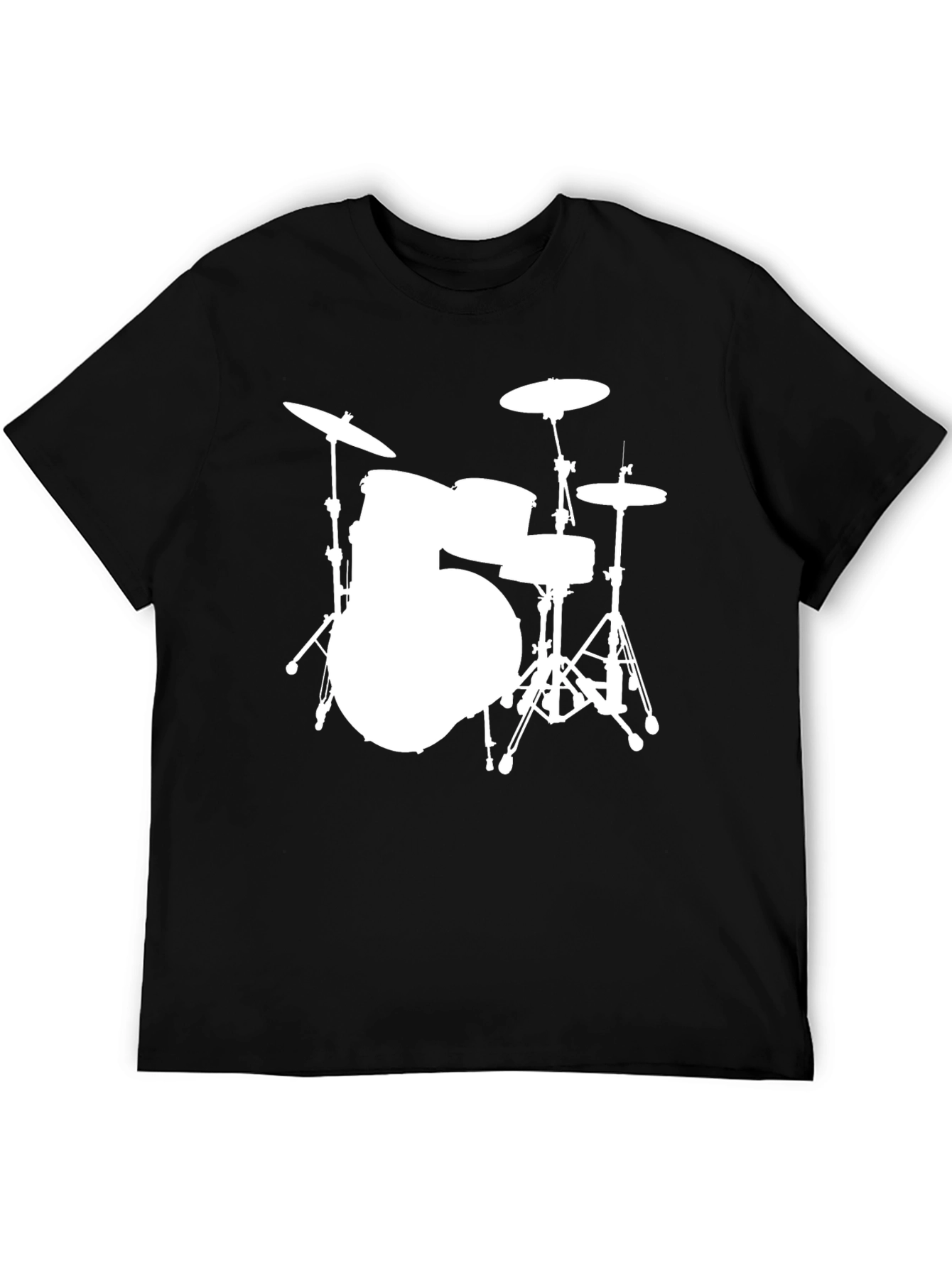 Drum Set Graphic Tee - Black Cotton Shirt
