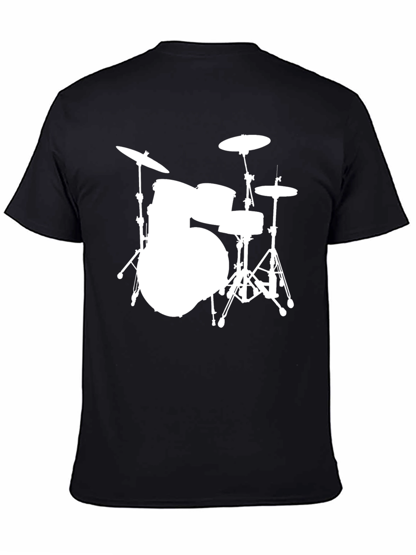 Drum Set Graphic Tee - Black Cotton Shirt