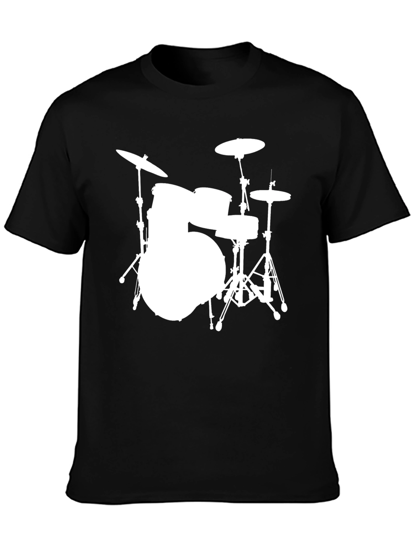 Drum Set Graphic Tee - Black Cotton Shirt