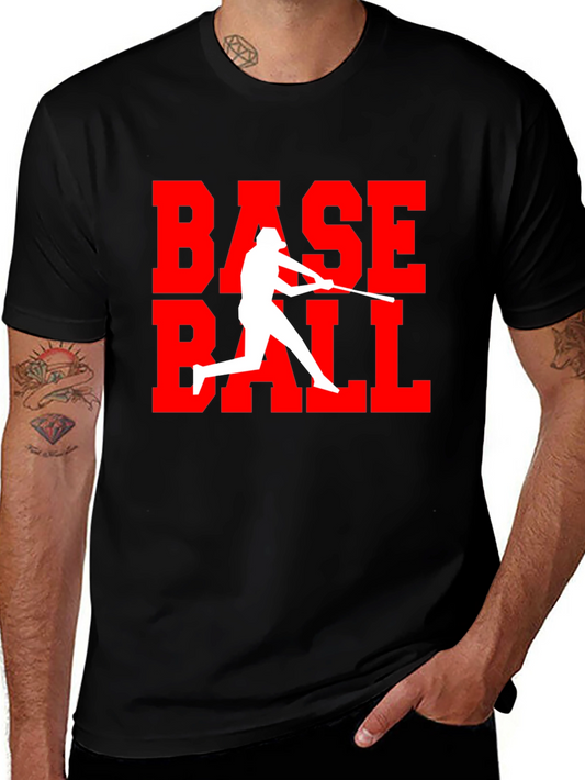 Baseball Graphic Tee - Black Cotton T-Shirt