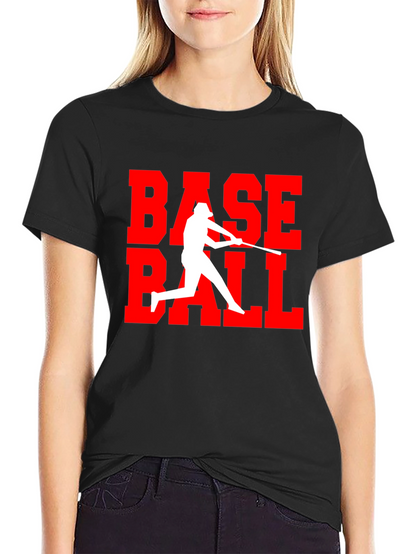 Baseball Graphic Tee - Black Cotton T-Shirt