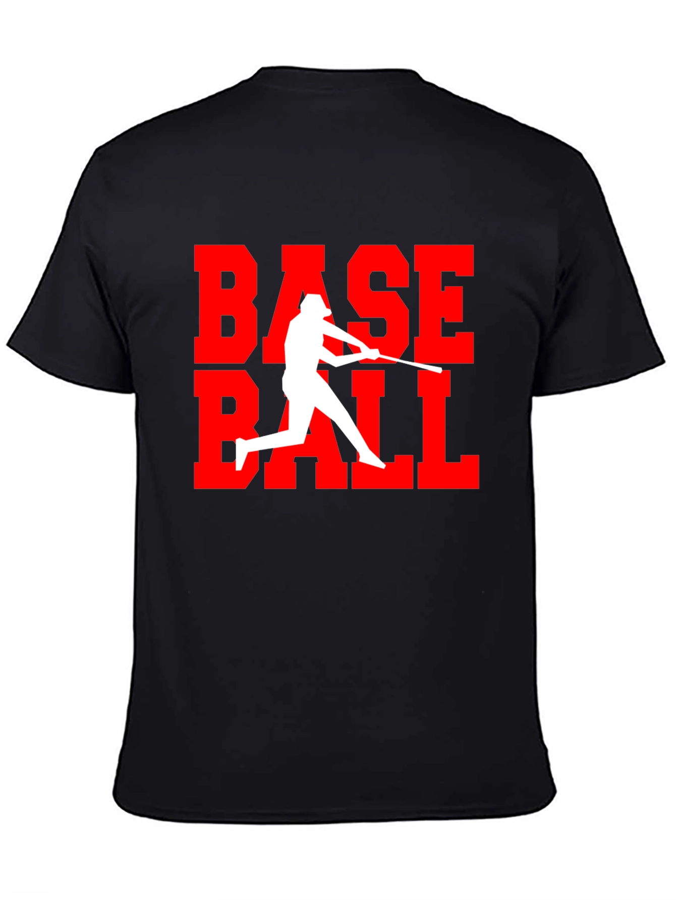 Baseball Graphic Tee - Black Cotton T-Shirt
