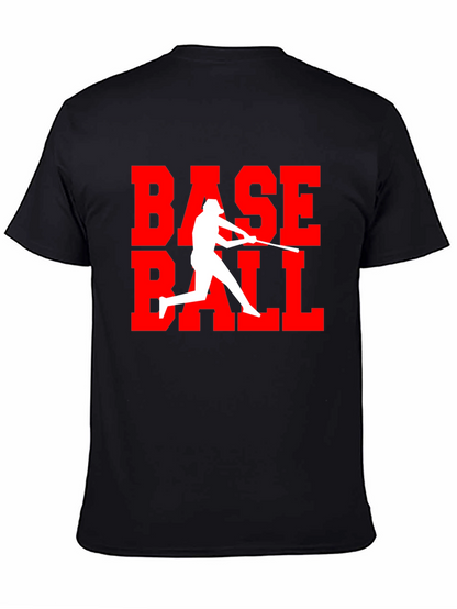 Baseball Graphic Tee - Black Cotton T-Shirt