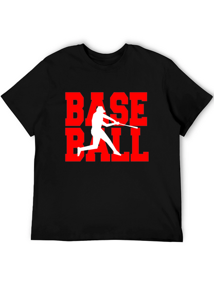 Baseball Graphic Tee - Black Cotton T-Shirt