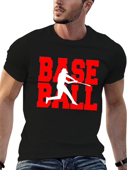 Baseball Graphic Tee - Black Cotton T-Shirt