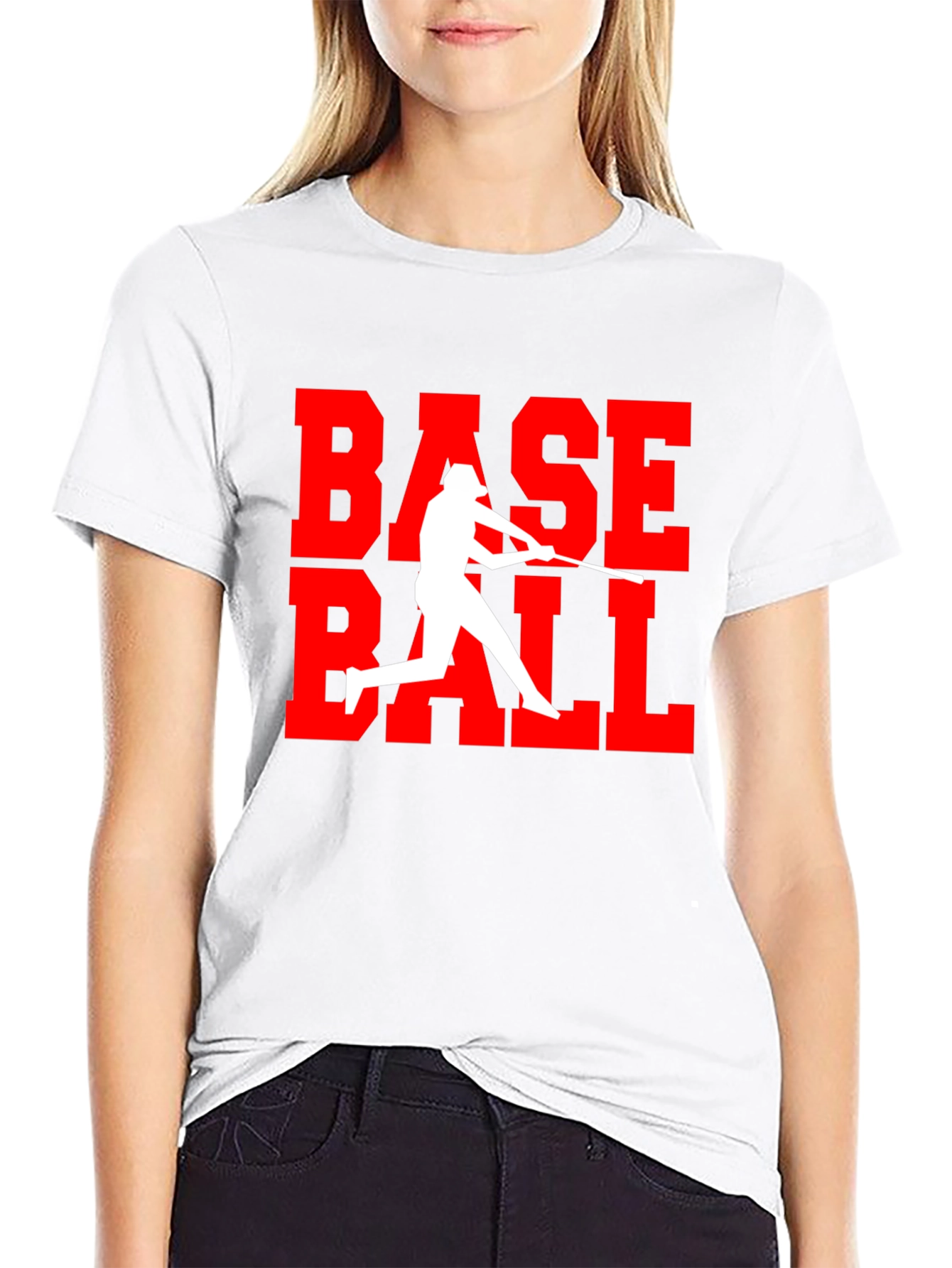 Baseball Graphic Tee - Black Cotton T-Shirt