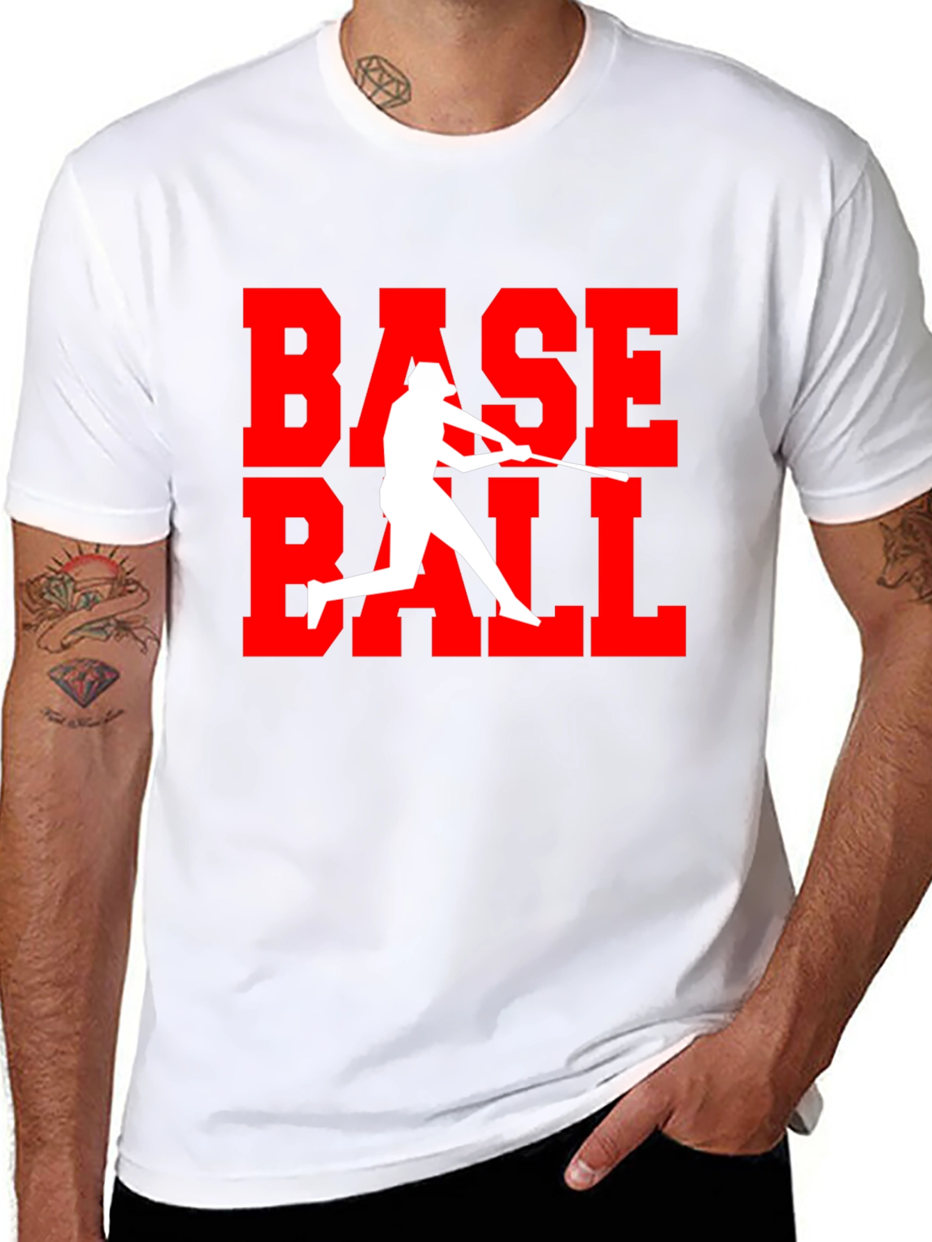Baseball Graphic Tee - Black Cotton T-Shirt