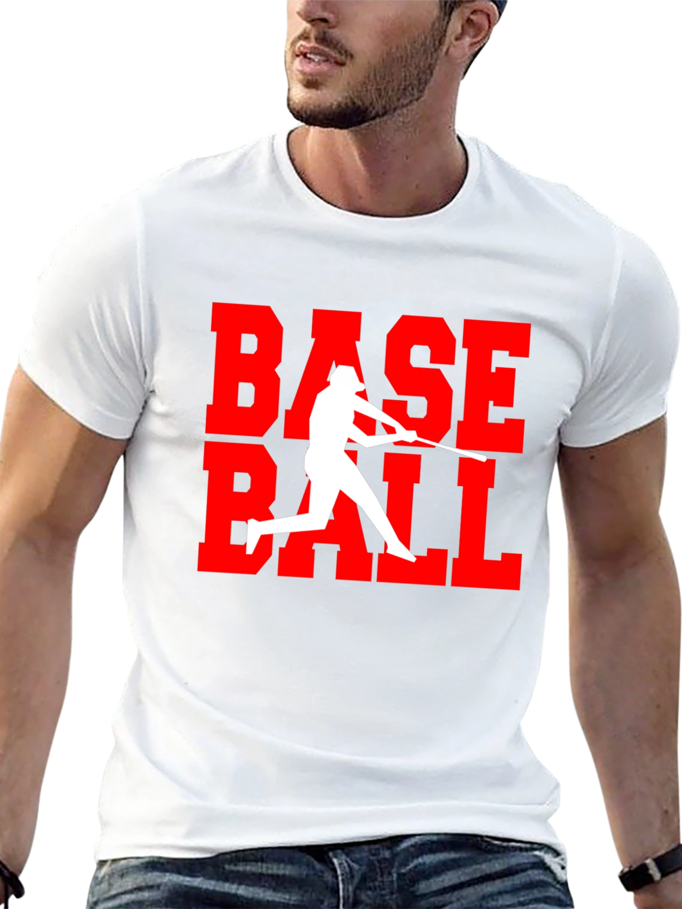Baseball Graphic Tee - Black Cotton T-Shirt