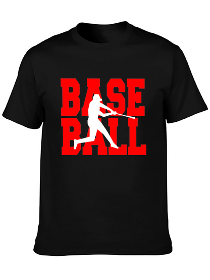Baseball Graphic Tee - Black Cotton T-Shirt