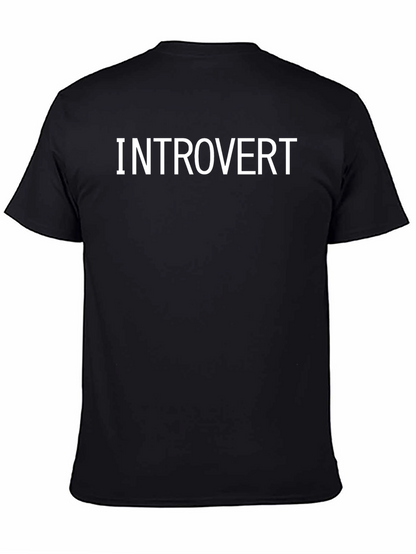 Introvert Graphic Tee - Black Cotton Casual T-Shirt