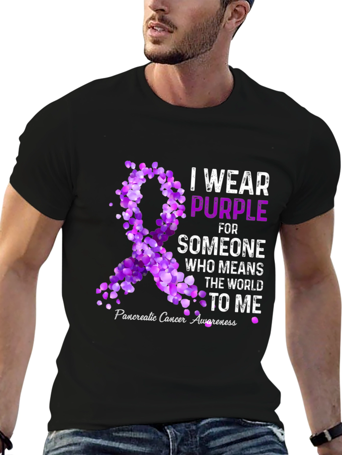 Pancreatic Cancer Awareness Purple Ribbon T-Shirt