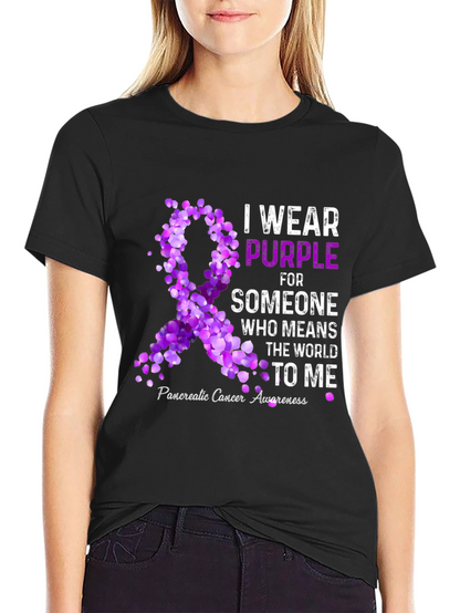 Pancreatic Cancer Awareness Purple Ribbon T-Shirt