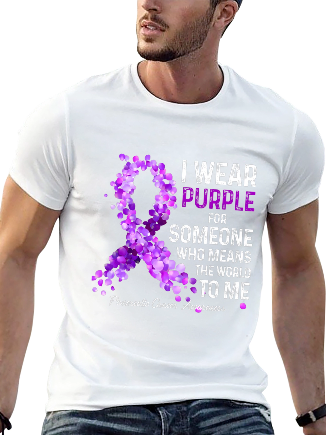 Pancreatic Cancer Awareness Purple Ribbon T-Shirt