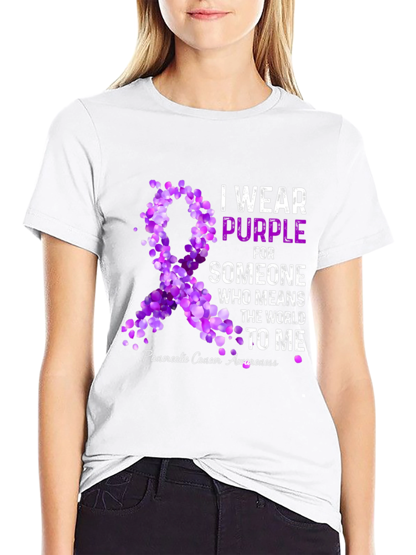 Pancreatic Cancer Awareness Purple Ribbon T-Shirt