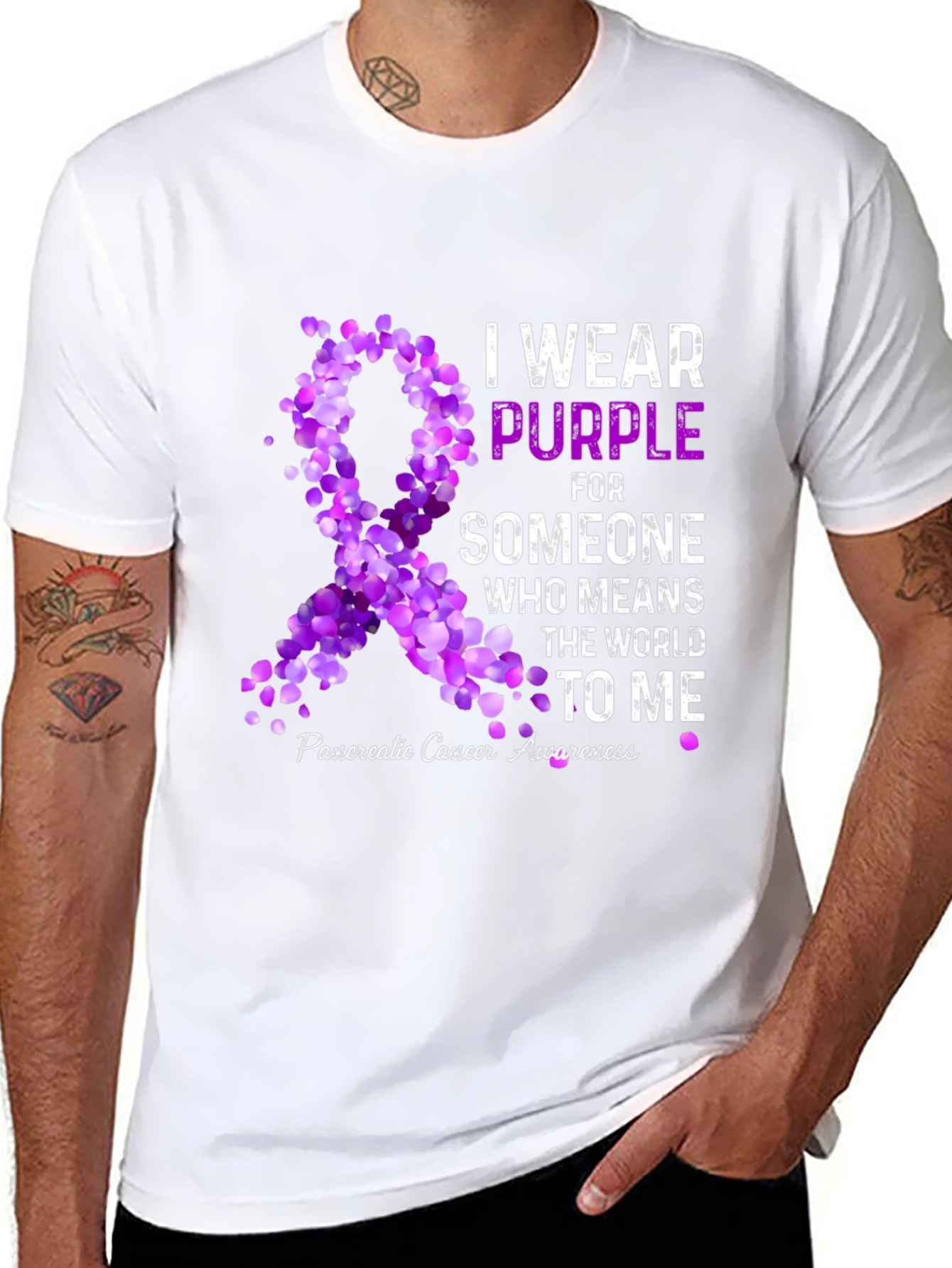 Pancreatic Cancer Awareness Purple Ribbon T-Shirt
