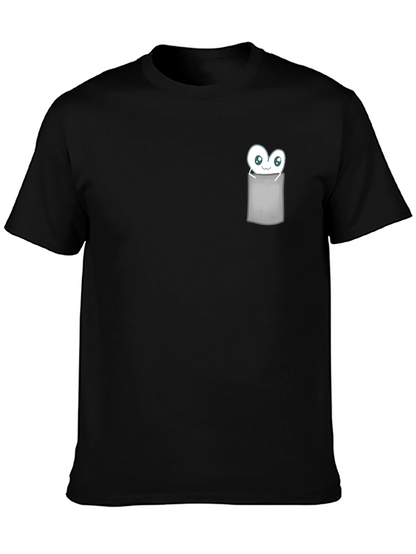 Cute Monster in Pocket Graphic T-Shirt - Black