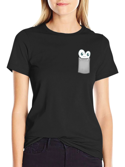 Cute Monster in Pocket Graphic T-Shirt - Black