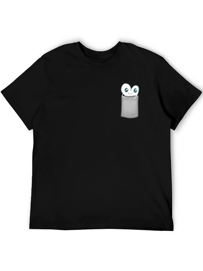 Cute Monster in Pocket Graphic T-Shirt - Black
