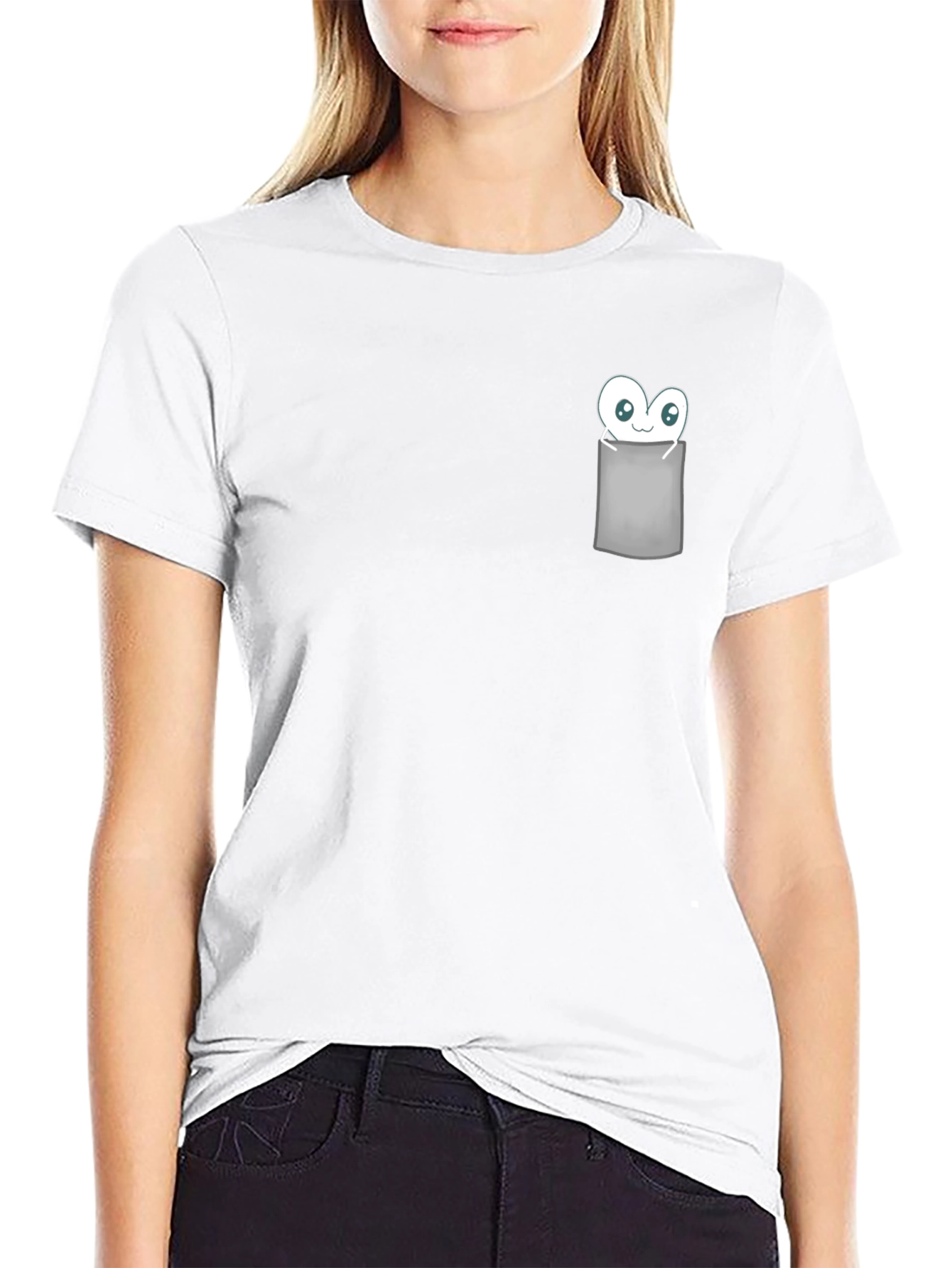 Cute Monster in Pocket Graphic T-Shirt - Black