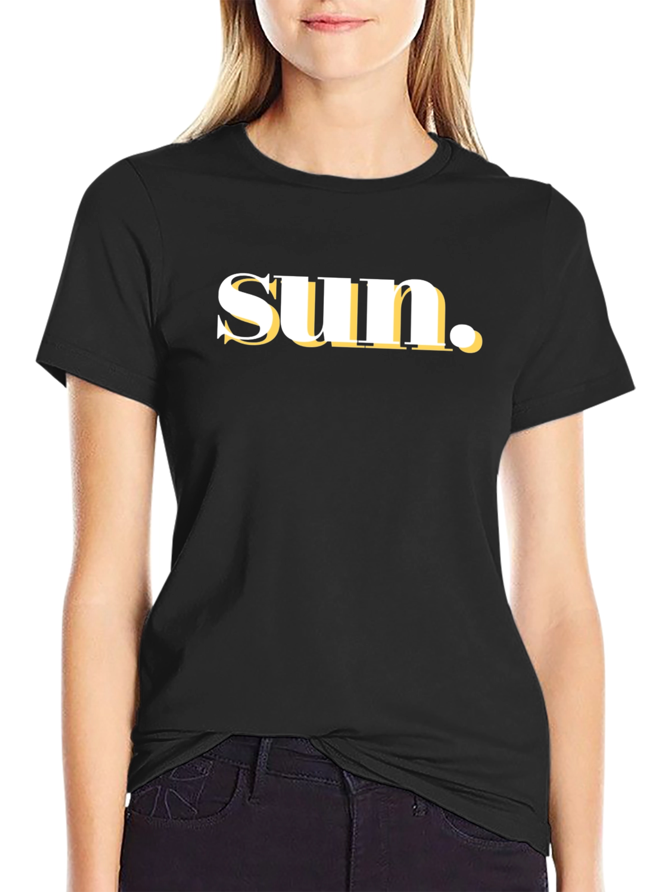 Black T-Shirt with Sun Graphic