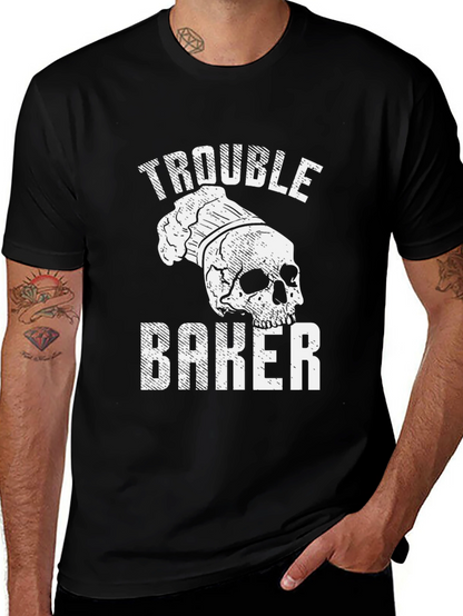 Trouble Baker Skull Chef T-Shirt - Funny Baking Tee