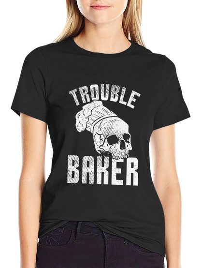 Trouble Baker Skull Chef T-Shirt - Funny Baking Tee