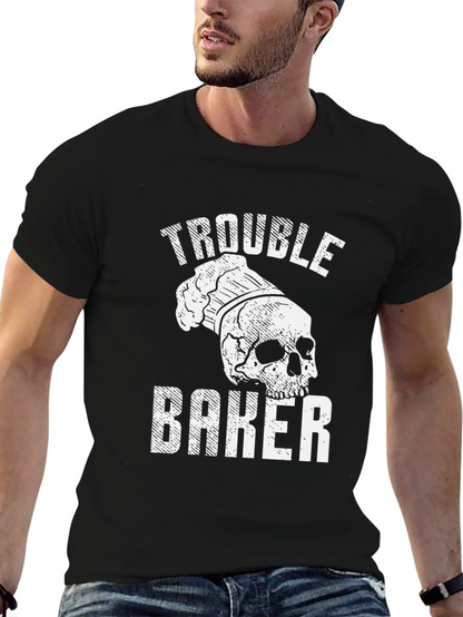 Trouble Baker Skull Chef T-Shirt - Funny Baking Tee