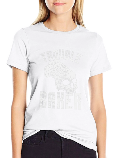 Trouble Baker Skull Chef T-Shirt - Funny Baking Tee