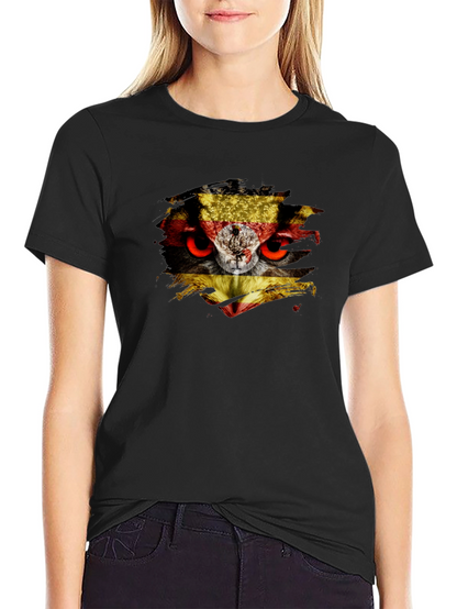 Owl Uganda Flag Graphic Black T-Shirt