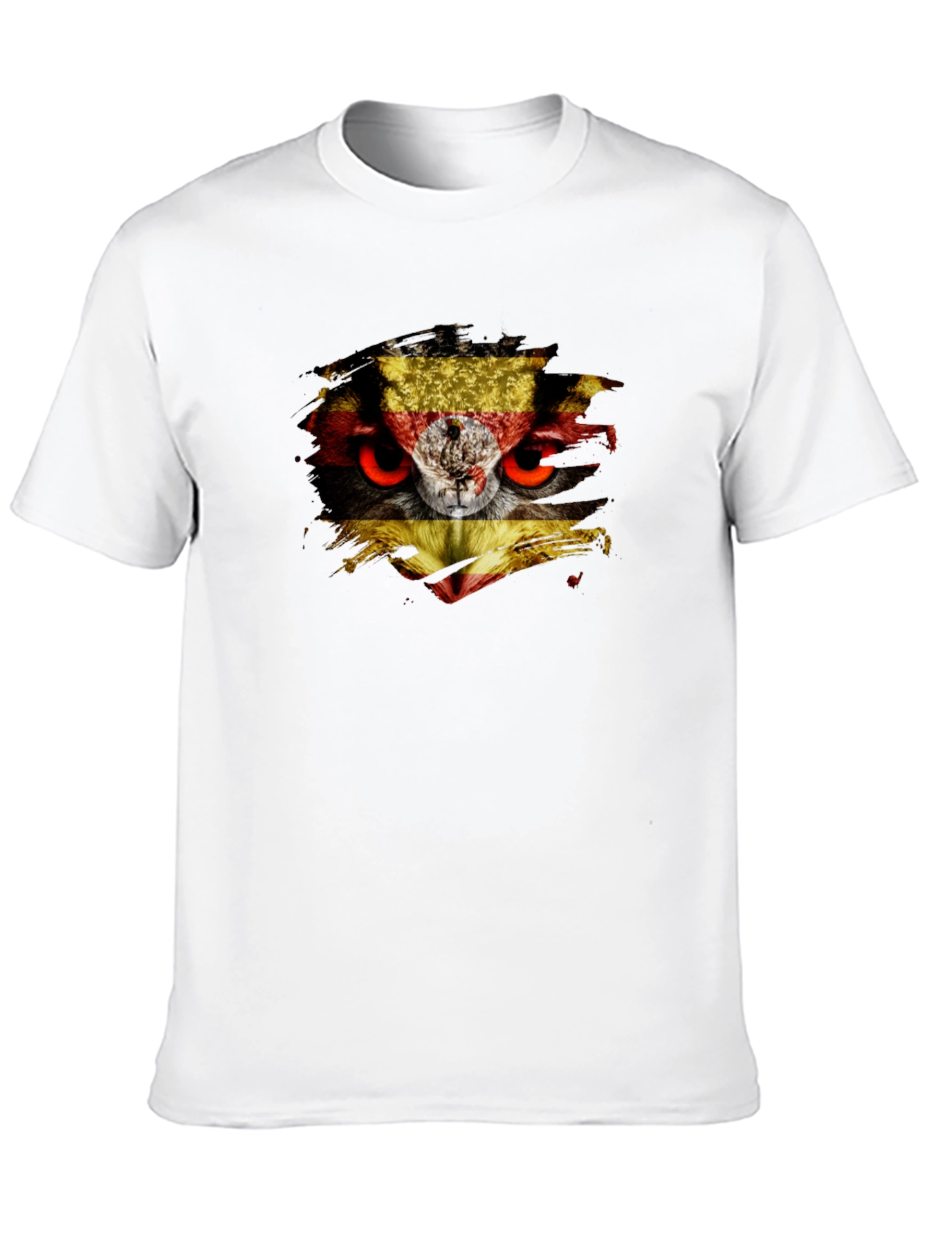 Owl Uganda Flag Graphic Black T-Shirt