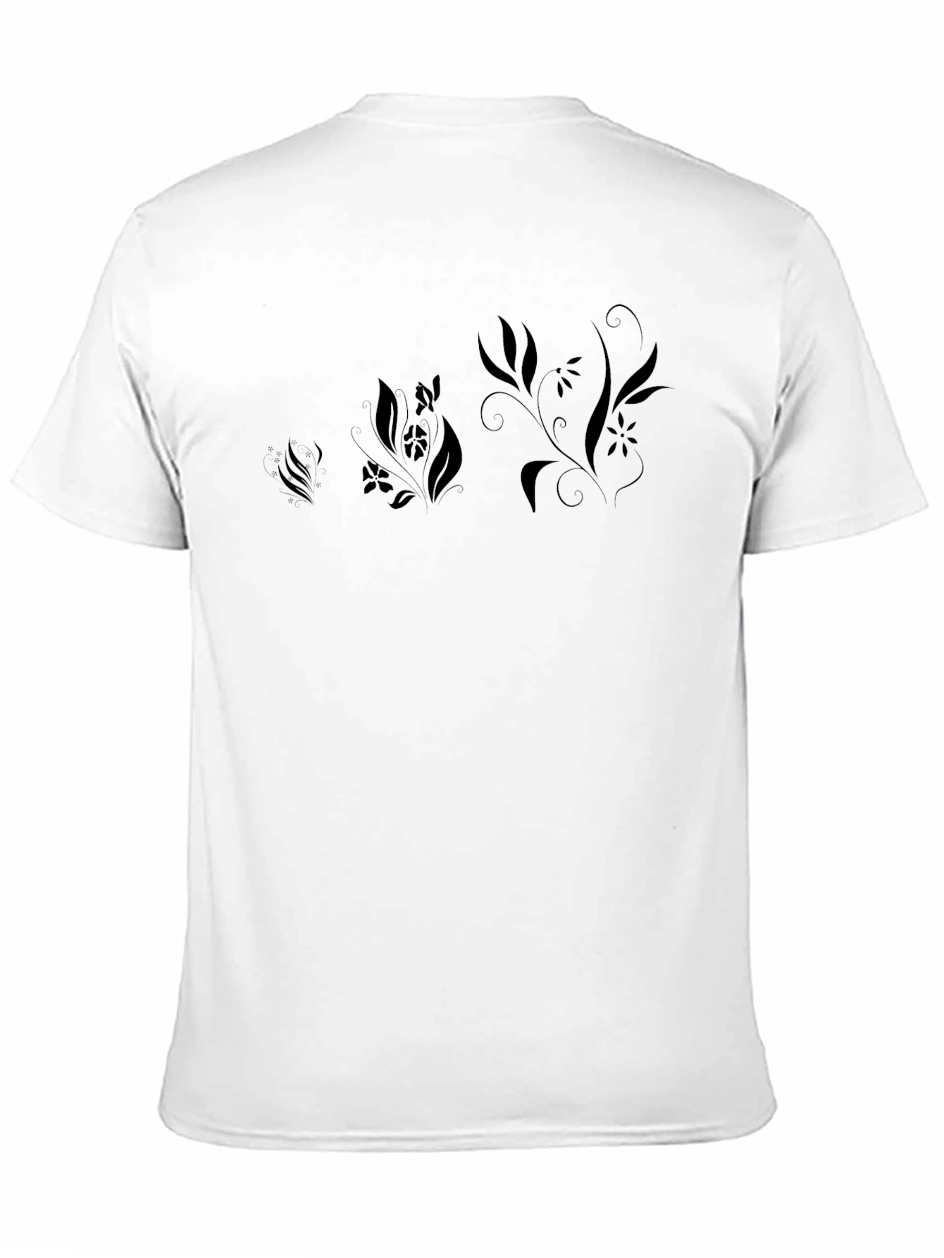 Black Floral Print Mens T-Shirt