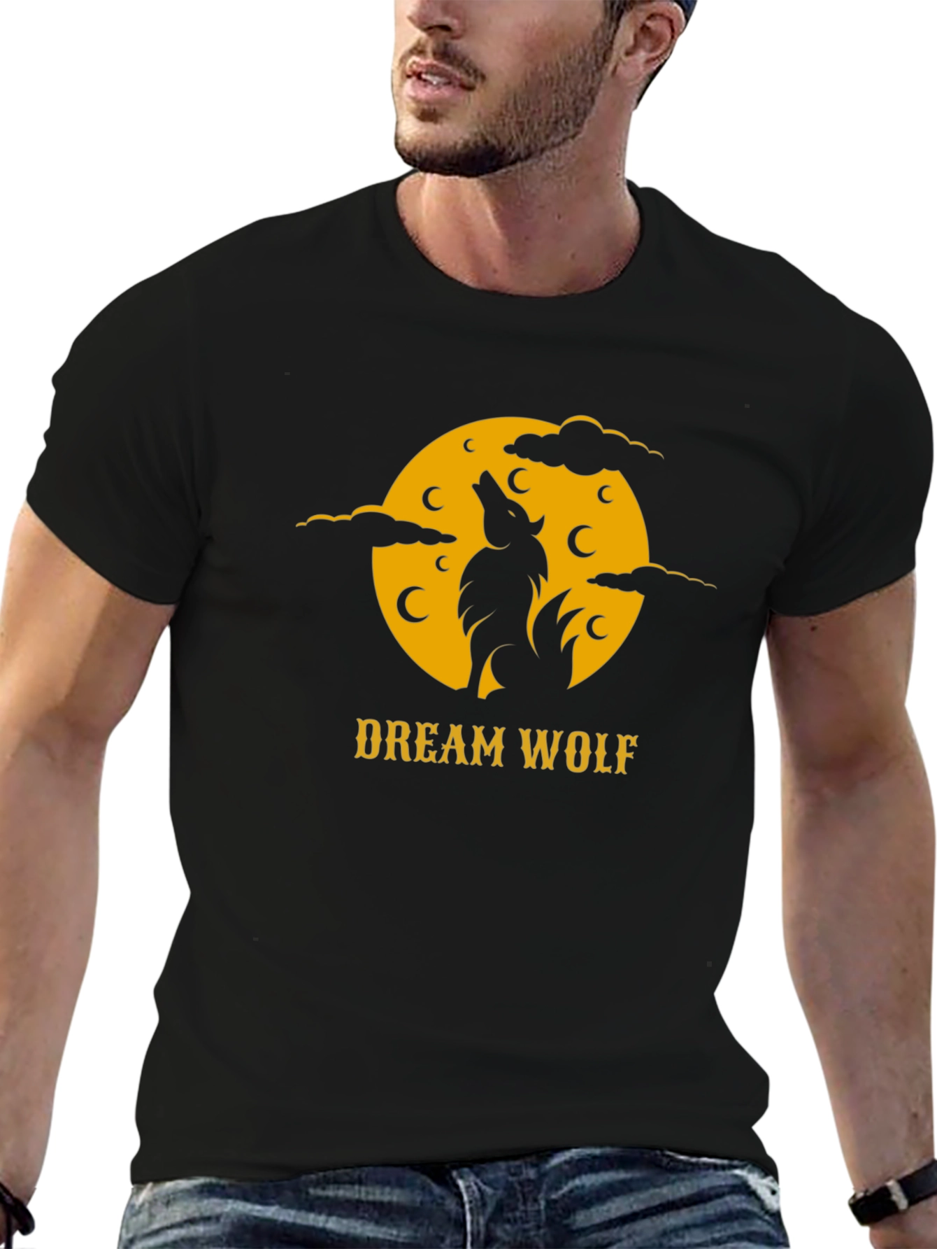 Dream Wolf Black T-Shirt - Nature Inspired Graphic Tee