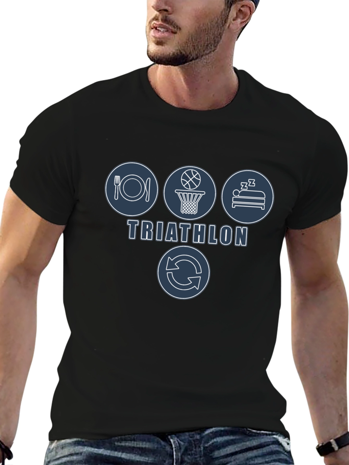 Triathlon Eat Sleep Basketball Repeat Mens T-Shirt