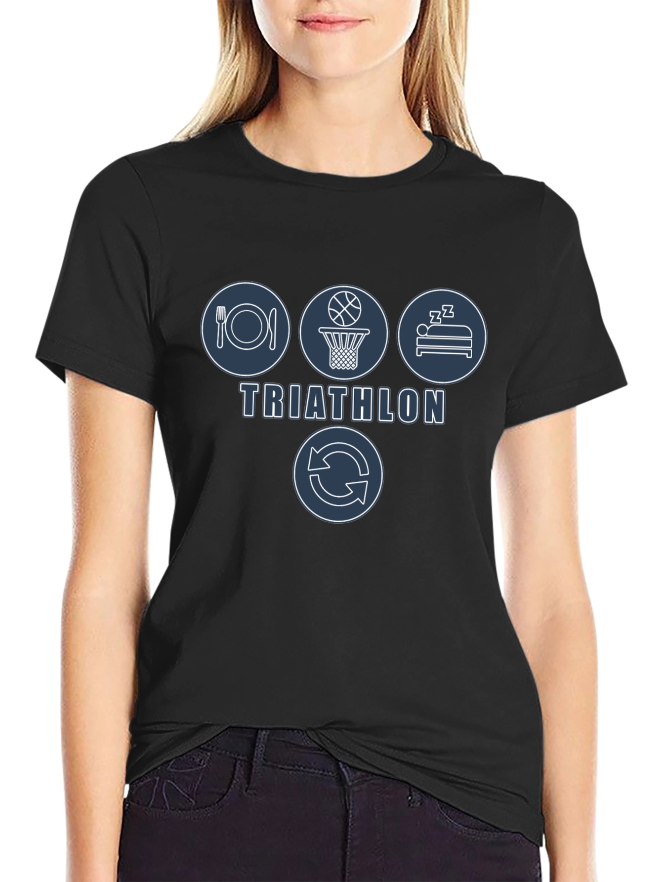 Triathlon Eat Sleep Basketball Repeat Mens T-Shirt