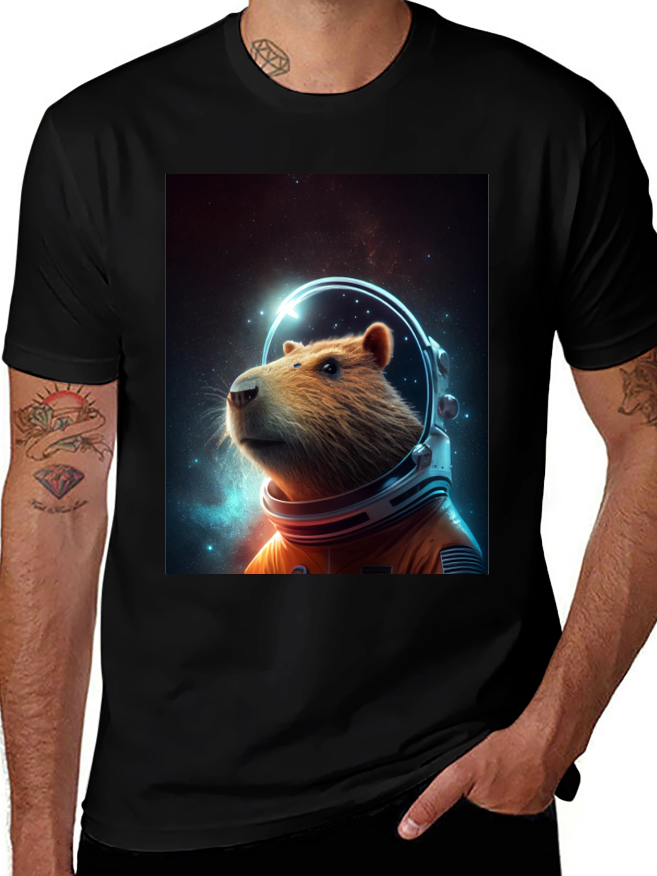 Capybara Astronaut T-Shirt - Space Rodent Tee