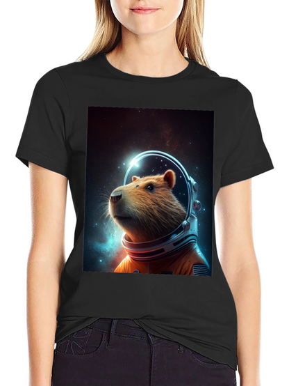 Capybara Astronaut T-Shirt - Space Rodent Tee