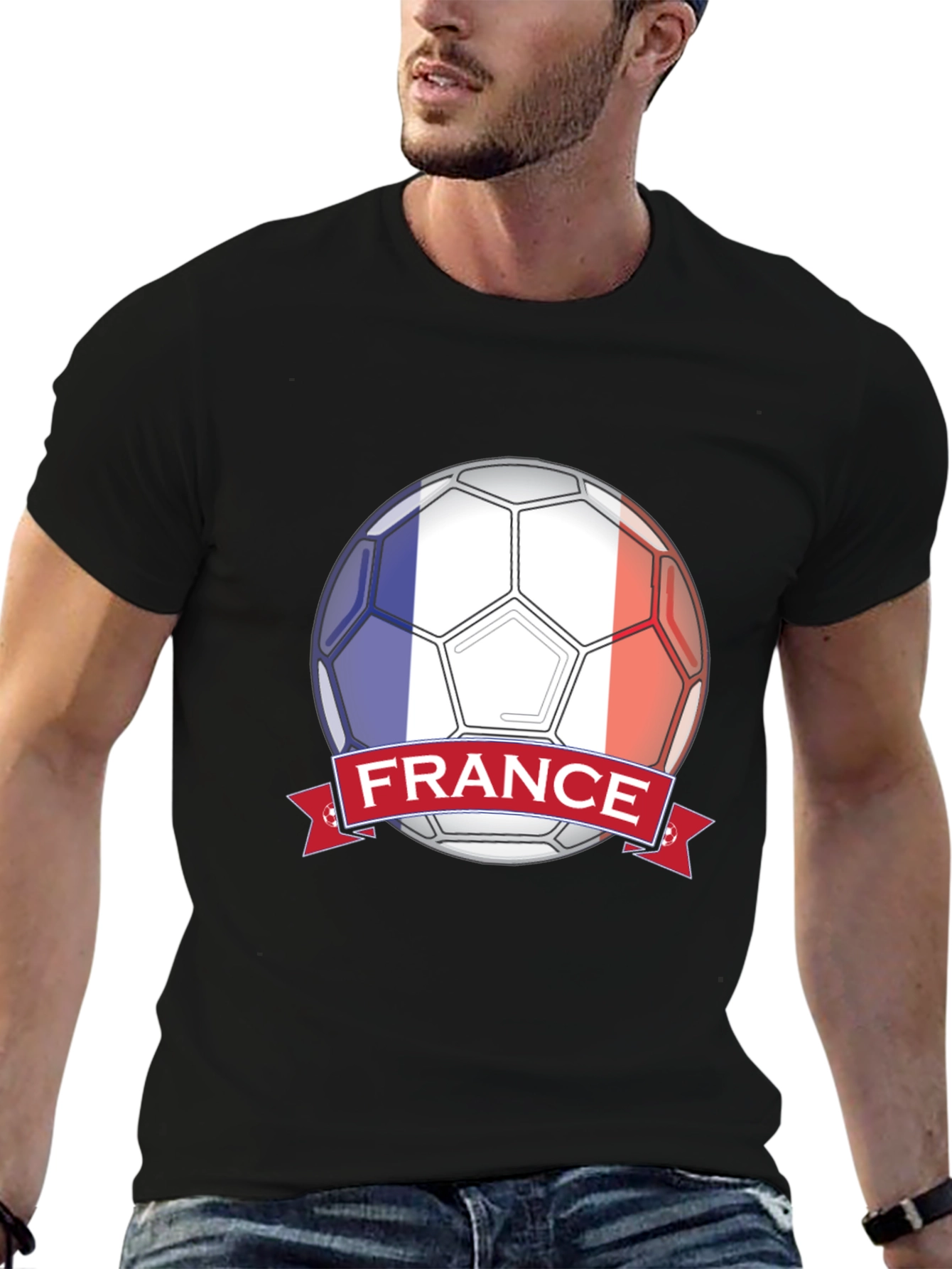 France Soccer Ball T-Shirt - Black Graphic Tee