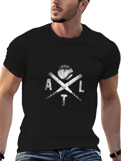 Distressed ATL Baseball Graphic T-Shirt