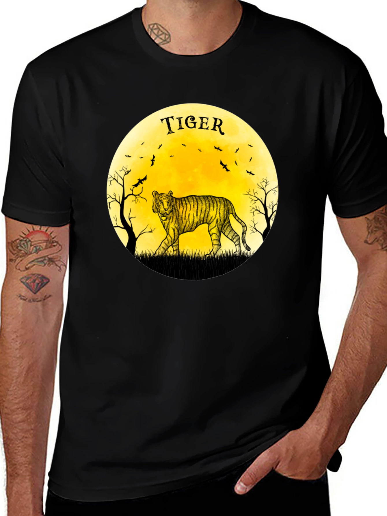 Tiger Moon Graphic Black T-Shirt