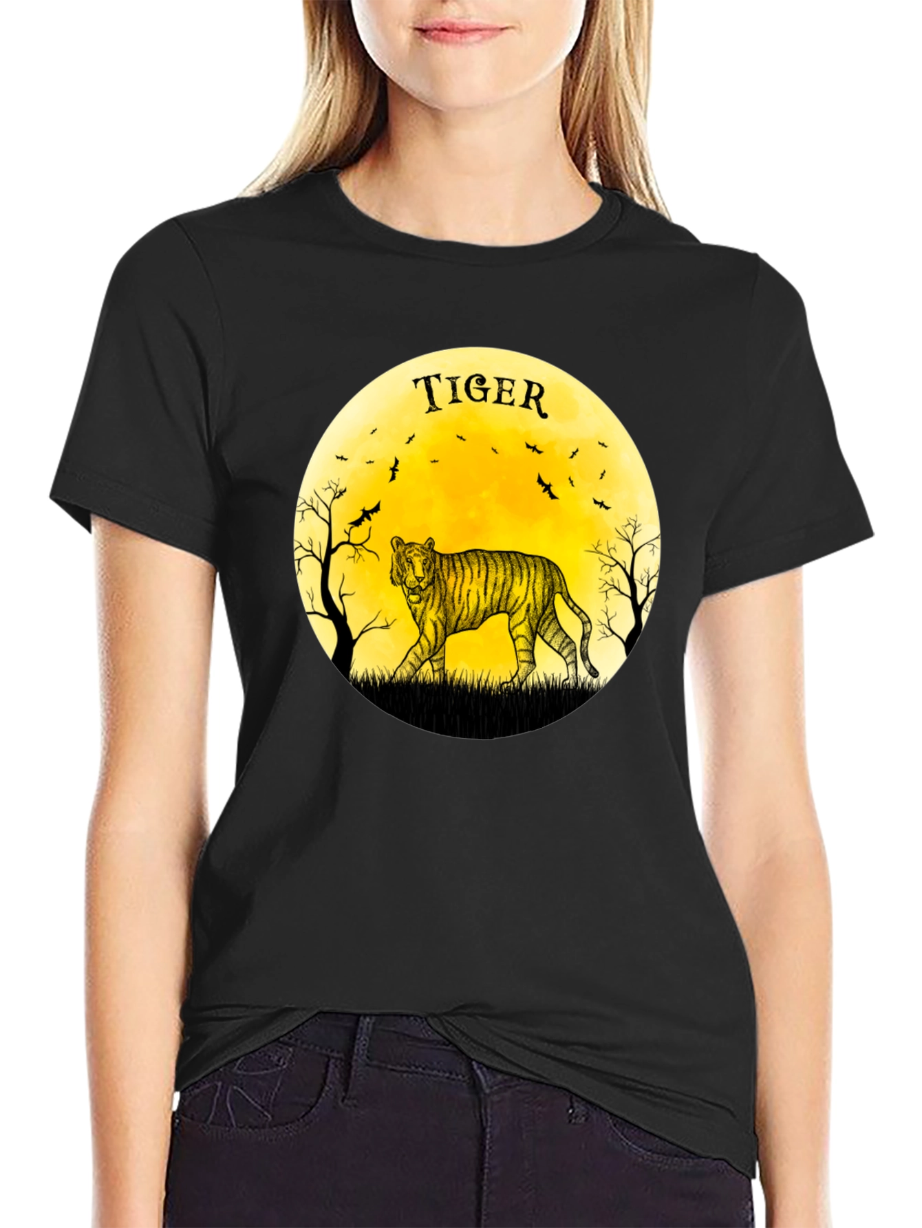 Tiger Moon Graphic Black T-Shirt