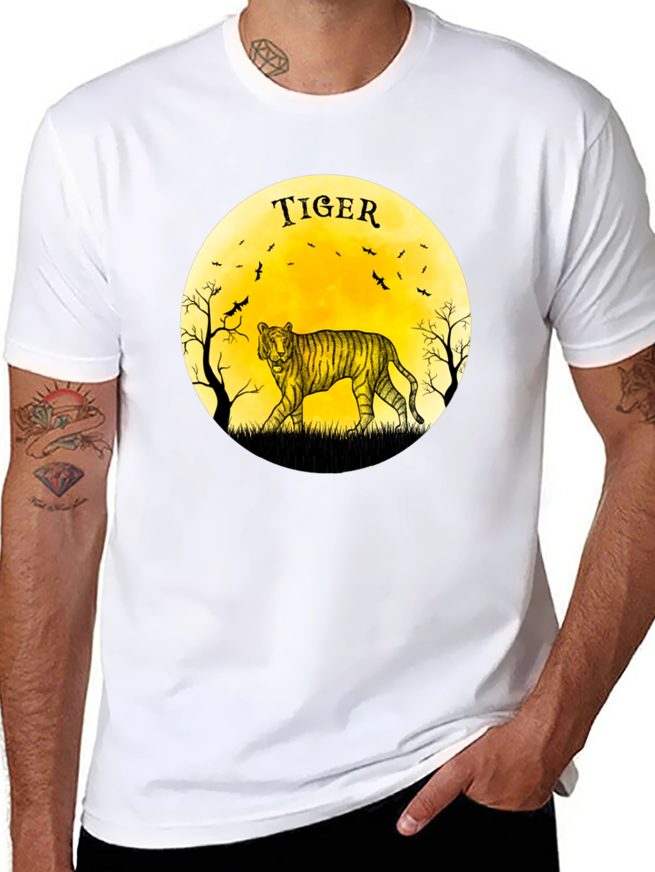 Tiger Moon Graphic Black T-Shirt
