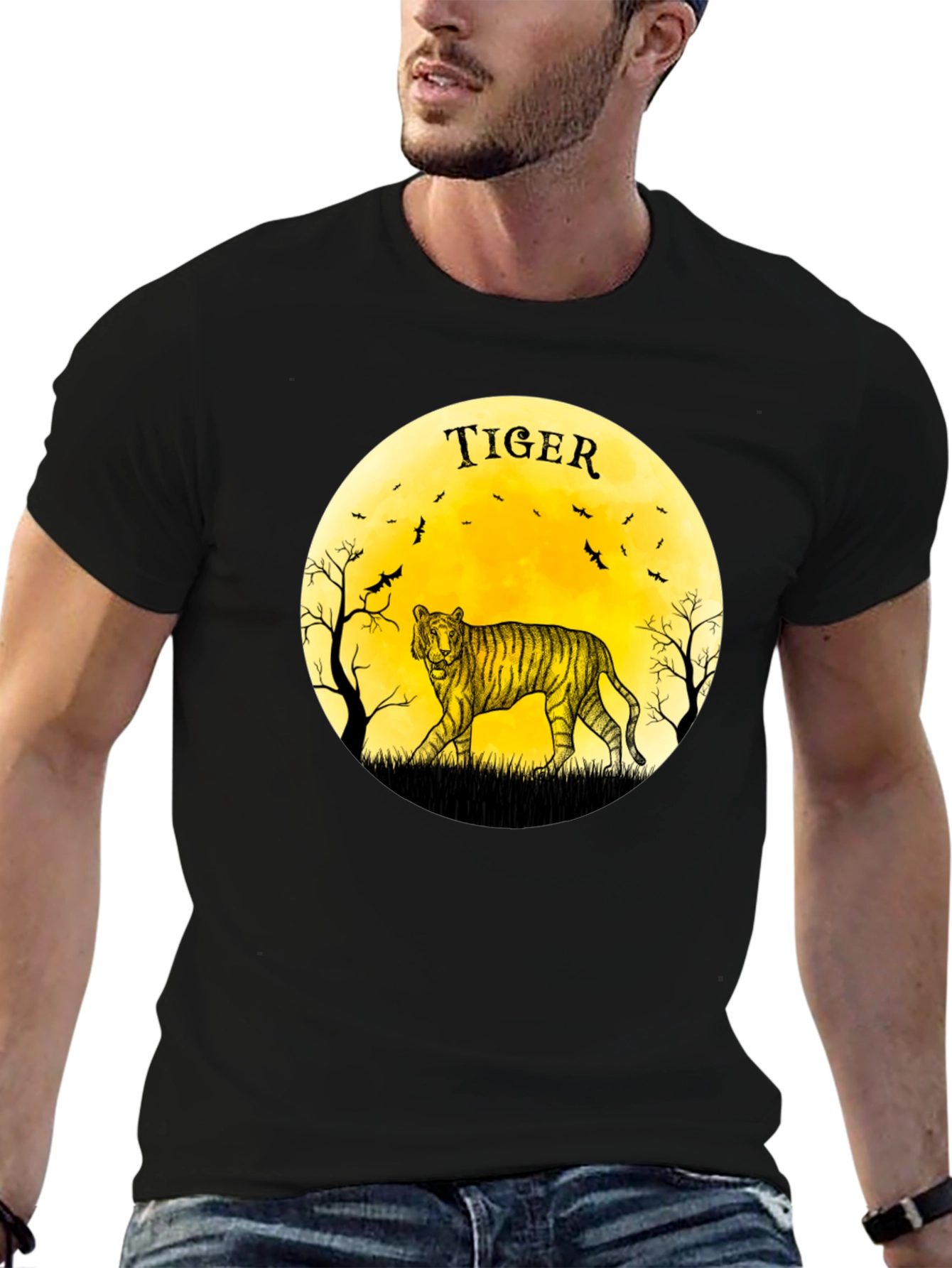 Tiger Moon Graphic Black T-Shirt