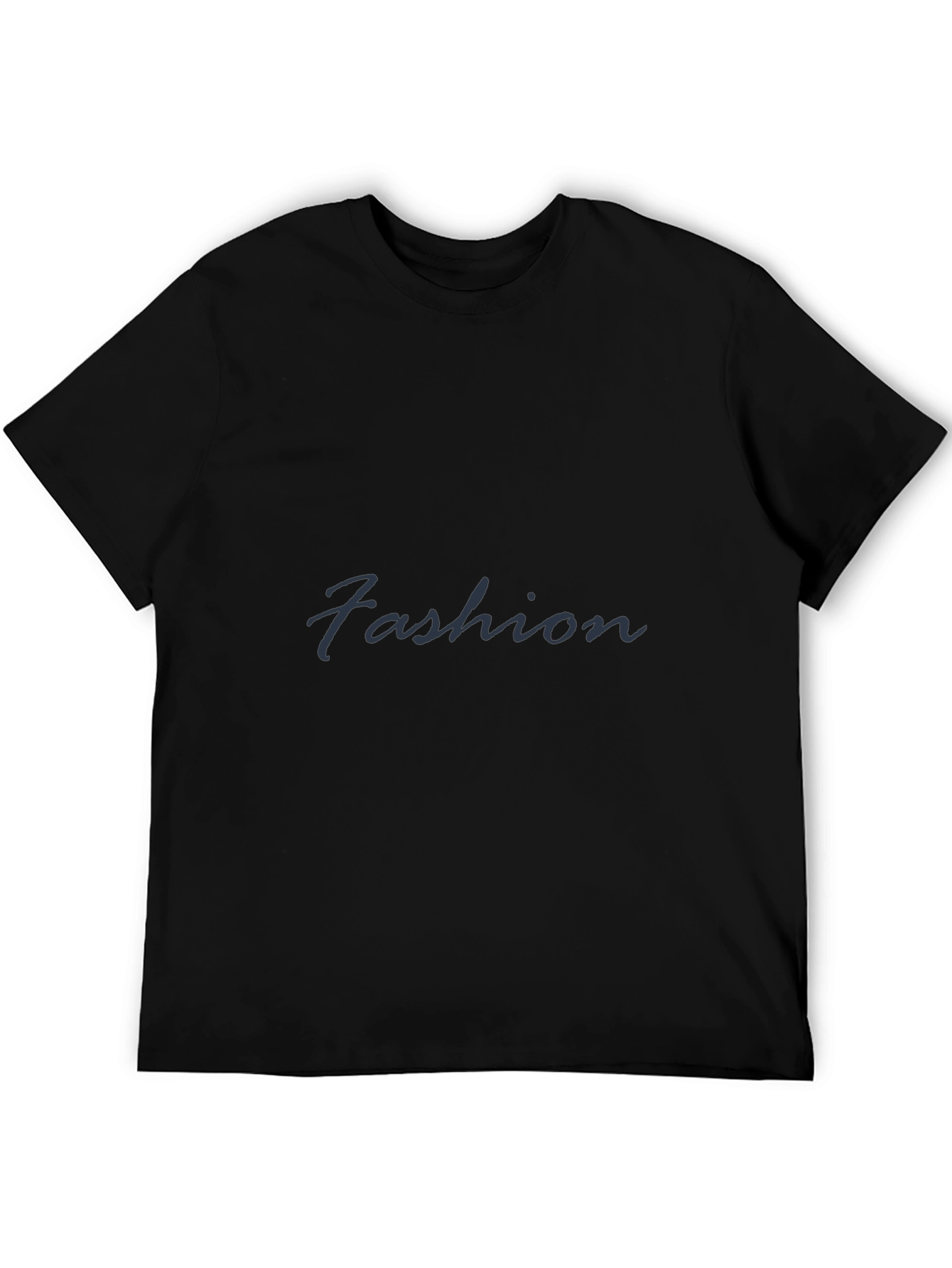 Fashion Mens Black Crew Neck T-Shirt