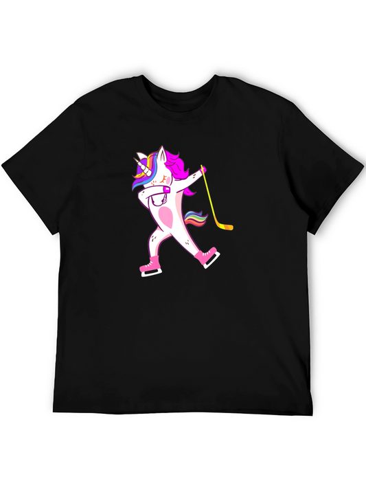 Unicorn Hockey Dab T-Shirt - Black Cotton Tee