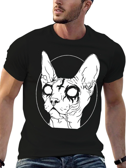Gothic Cat Graphic T-Shirt - Black