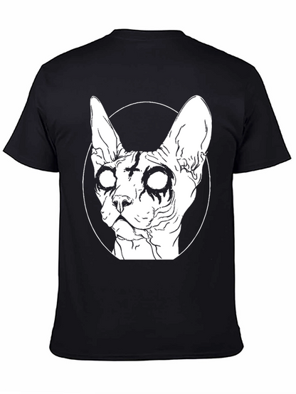 Gothic Cat Graphic T-Shirt - Black